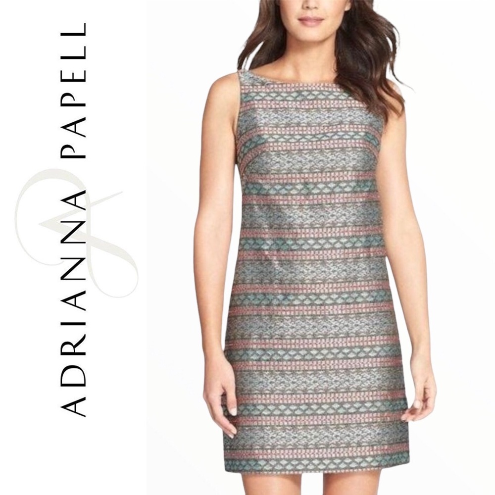 ADRIANNA PAPELL - JACQUARD PRINT DRESS